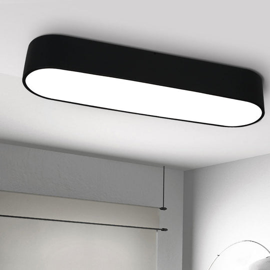 Modern Metal Led Flush Mount Lamp: Smooth Edge Case 23.5’/35.5’ Wide White/Black Ceiling Light