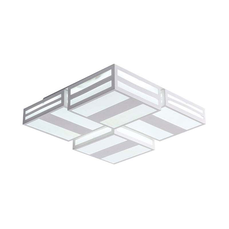 Modern Led Ceiling Lamp With Stripe Pattern In Warm/White Acrylic - Perfect For Bedroom Black/White