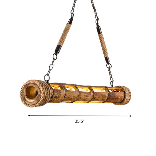 Bamboo Linear Pendant Light - Lodge Style Led Ceiling For Restaurants