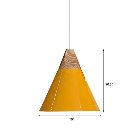 Conical Shade Pendant Light - Metal Contemporary Kitchen Hanging Fixture In Grey/Silver/Yellow 3