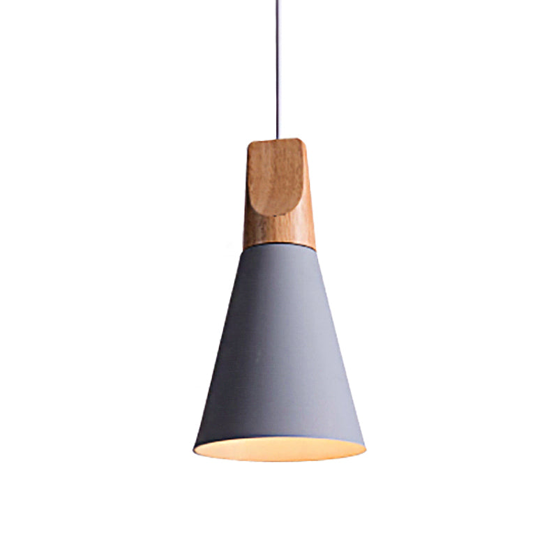 Conical Shade Pendant Light - Metal Contemporary Kitchen Hanging Fixture In Grey/Silver/Yellow 3
