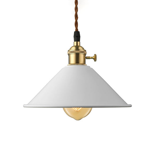 Industrial Style Metal Conic Shade Dining Room Ceiling Light Fixture - 1 Gray/White/Pink Pendant