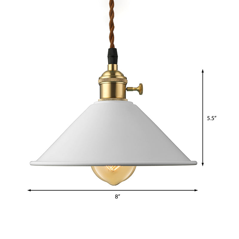 Industrial Style Metal Conic Shade Dining Room Ceiling Light Fixture - 1 Gray/White/Pink Pendant