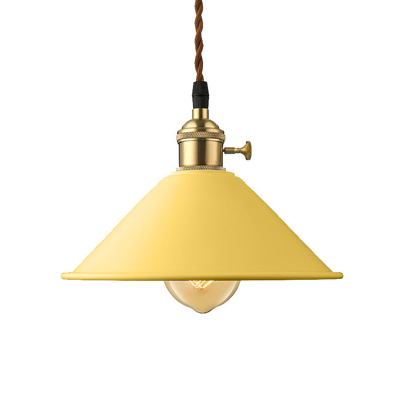Industrial Style Metal Conic Shade Dining Room Ceiling Light Fixture - 1 Gray/White/Pink Pendant