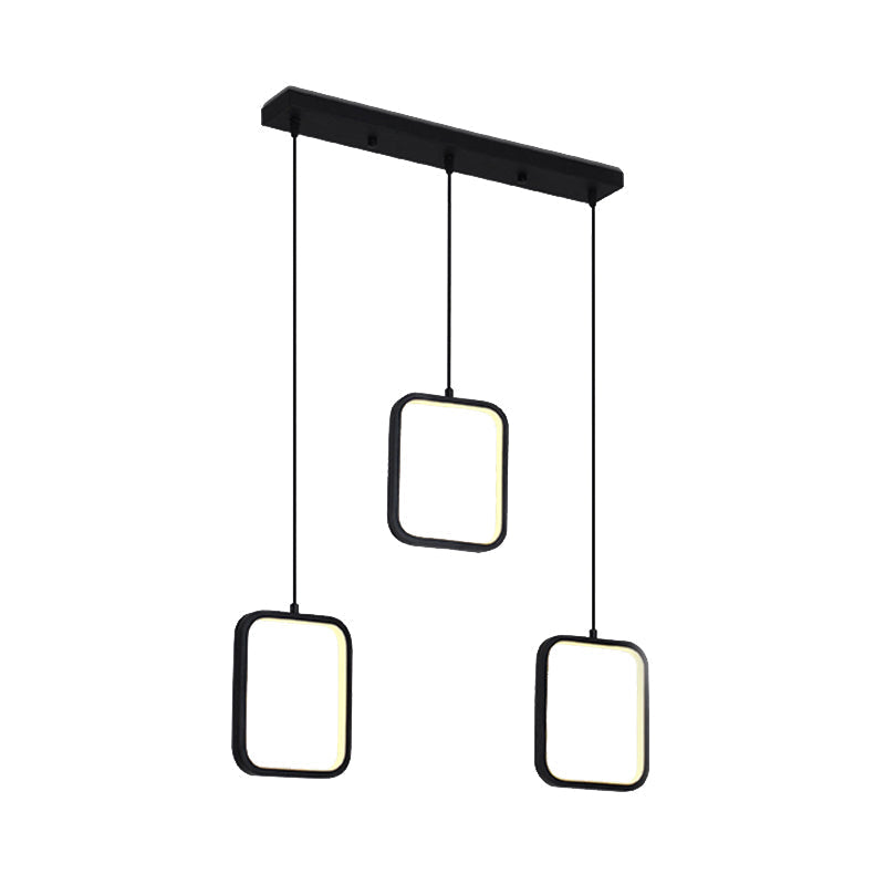 Contemporary Black/White Square Drop Pendant Led Acrylic Ceiling Light Fixture - Warm/White Lighting