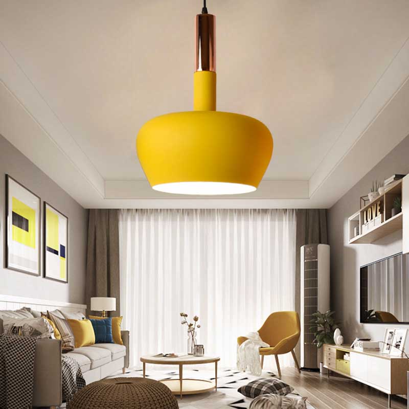 Modern Metal Hanging Pendant Light - Wine Glass Inspired Design With 1 And Blue/Pink/Yellow