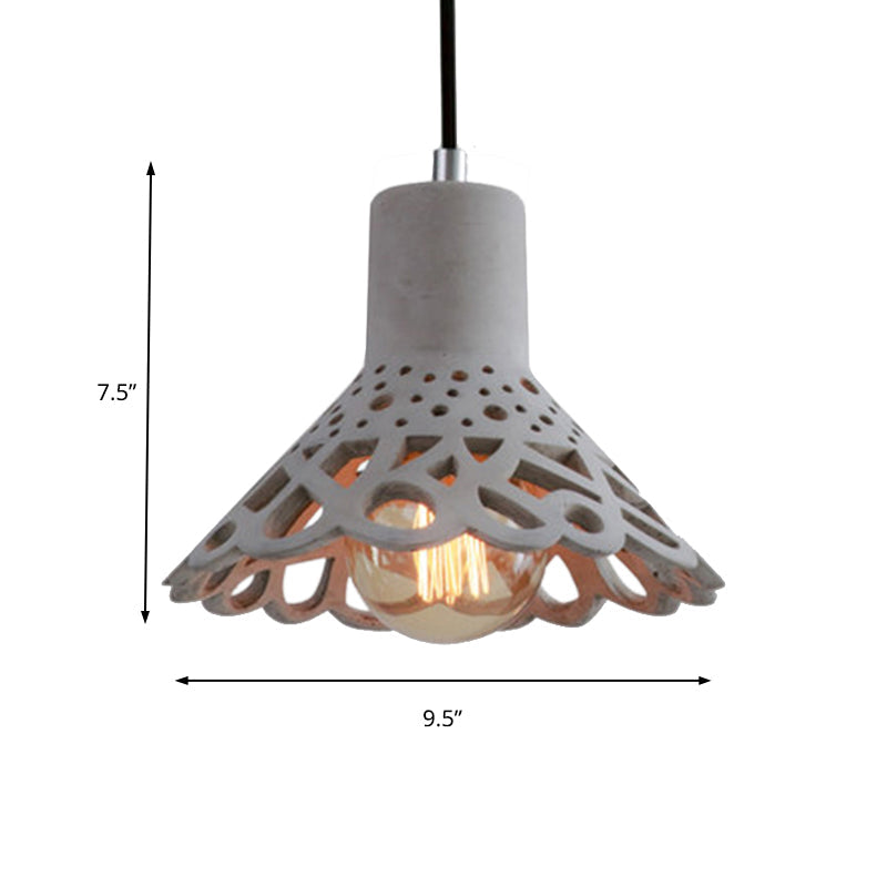 Nordic Style Concrete Pendant Lighting: Etched 1-Light Grey/White/Yellow Hanging Light With