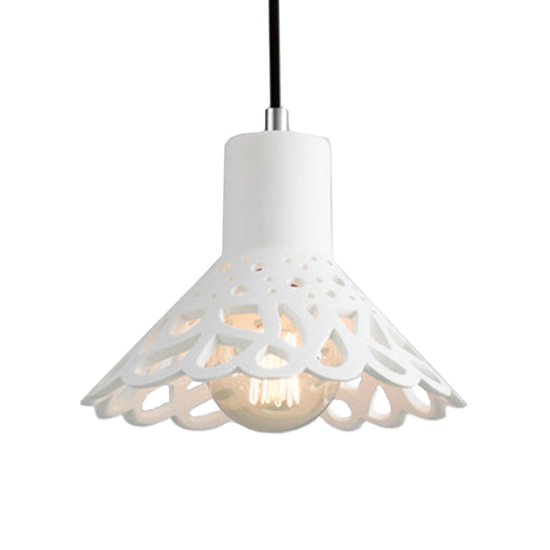 Nordic Style Concrete Pendant Lighting: Etched 1-Light Grey/White/Yellow Hanging Light With