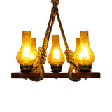 Country Stylish Yellow Pendant Lamp With Cracked Glass Teardrop Shade