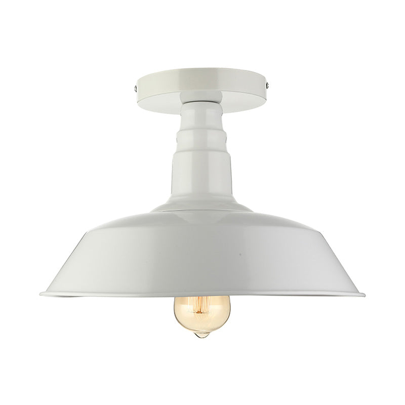 Vintage Iron Barn Dining Room Ceiling Light Fixture - 1 Black/White Semi Flush 10’ 14’ Or 18’