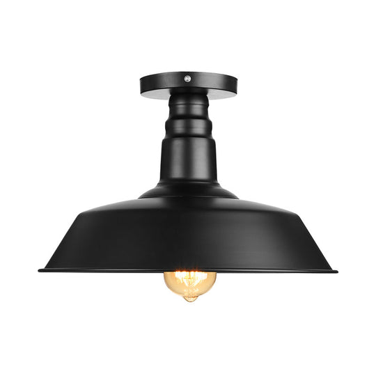 Vintage Iron Barn Dining Room Ceiling Light Fixture - 1 Black/White Semi Flush 10’ 14’ Or 18’