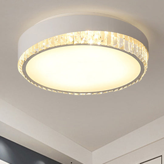 Modern 16.5’/20.5’ Wide Round Flush Mount Lighting With Crystal Accent For Bedroom White /