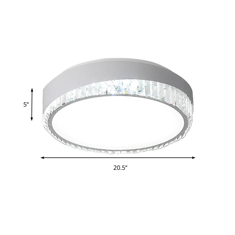 Modern 16.5’/20.5’ Wide Round Flush Mount Lighting With Crystal Accent For Bedroom