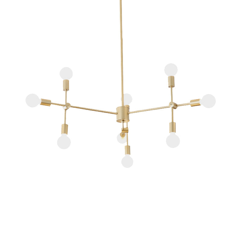 Industrial Metal Bulb Chandelier: Open Design 9/12 Lights Black/Brass Pendant Lighting For Dining