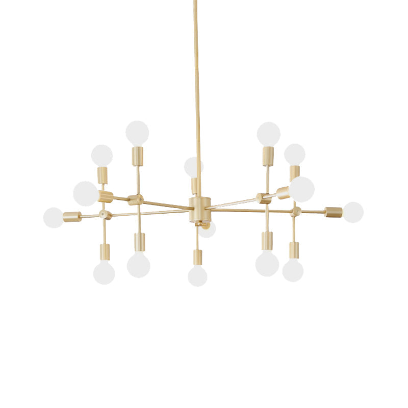 Industrial Metal Bulb Chandelier: Open Design 9/12 Lights Black/Brass Pendant Lighting For Dining