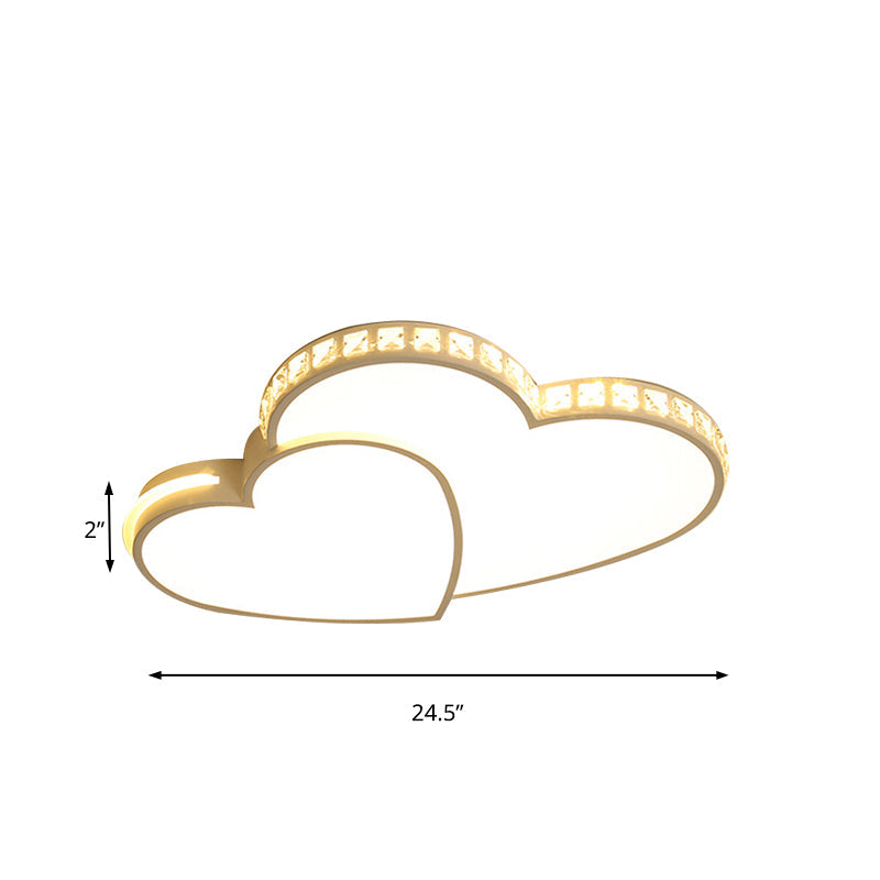 20.5’/24.5’ Double Heart Flush Mount Crystal Led Ceiling Light Fixture - Warm/White For Bedroom