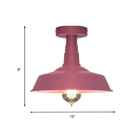 Vintage Barn Semi Flush Mount Ceiling Light In Blue/Green - 1 Metal Lighting For Corridor