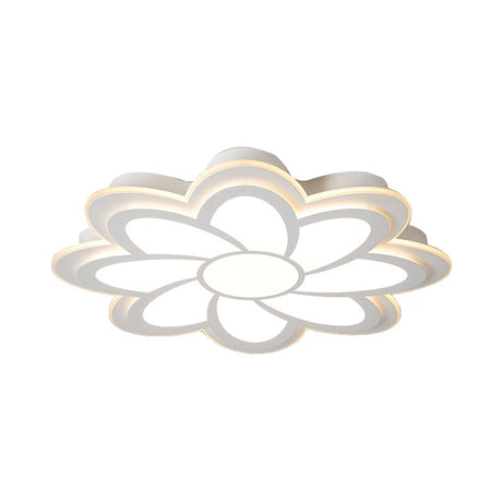 Modern Flower Metal Ceiling Light With Led Acrylic Diffuser Warm/White 16.5’/20.5’/24.5’ Dia