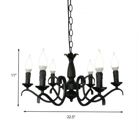Vintage Style Black Metallic Hanging Lamp - Flameless Candle Chandelier Lighting 3/5 Heads Ideal For