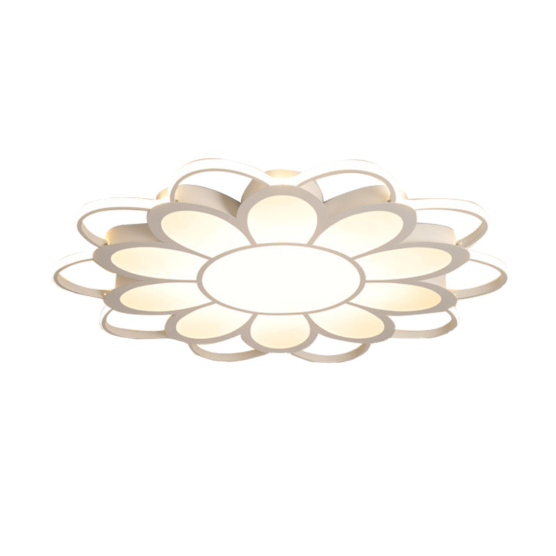 Contemporary Led Ceiling Light: 20.5’/27’/31.5’ Dia White Metal Flush Mount Fixture For