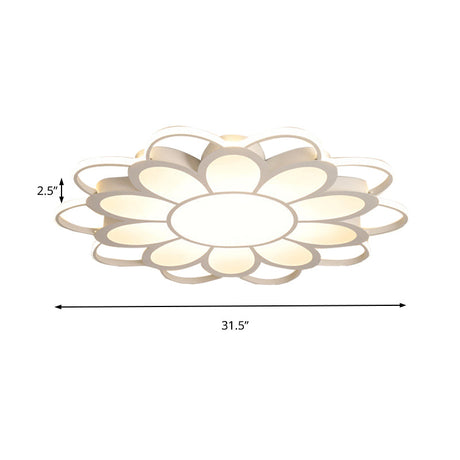 Contemporary Led Ceiling Light: 20.5/27/31.5 Dia White Metal Flush Mount Fixture For Living Room