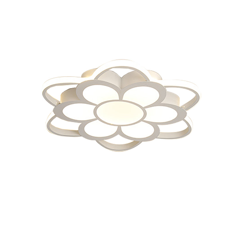 Contemporary Led Ceiling Light: 20.5/27/31.5 Dia White Metal Flush Mount Fixture For Living Room