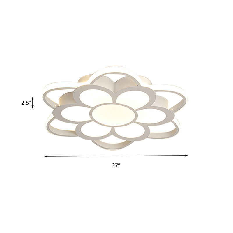 Contemporary Led Ceiling Light: 20.5’/27’/31.5’ Dia White Metal Flush Mount Fixture For