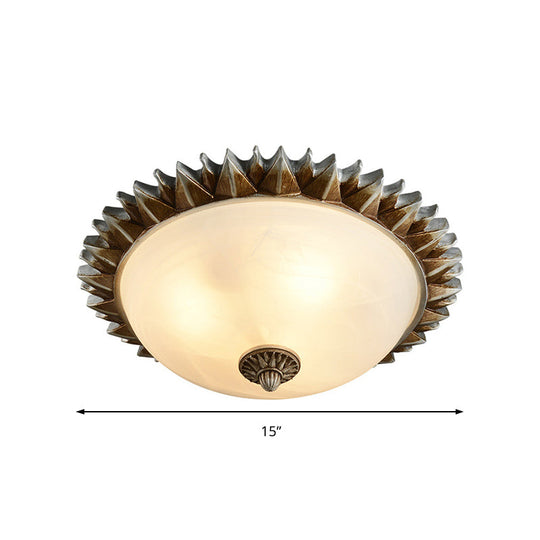 Vintage Black Sunburst Ceiling Light With Opal Glass For Living Room - 9’/15’ Wide