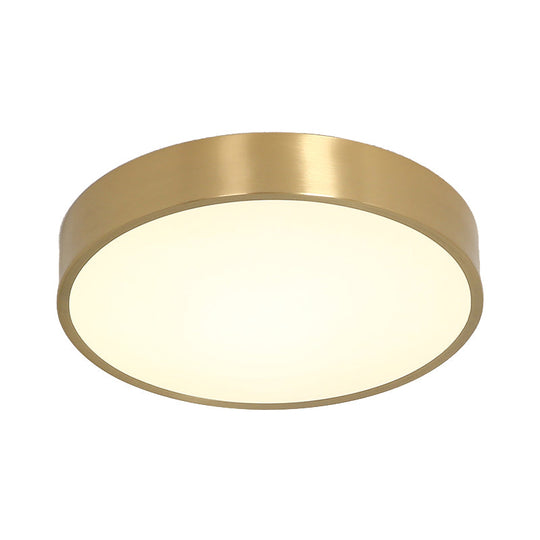 Ultra Thin Modern Brass Led Flush Mount Light 12’/16’/19.5’ Dia Acrylic Diffuser Warm/White