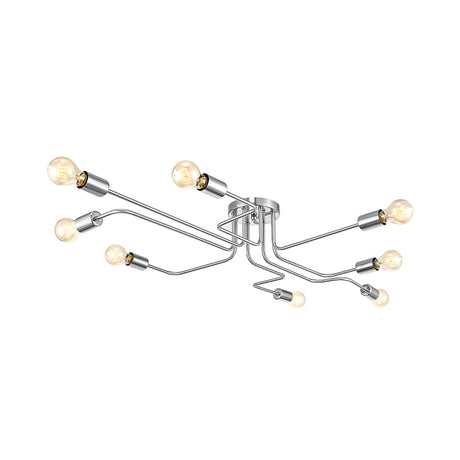 Vintage Metallic Semi Flush Light With Sputnik Design In Antique Brass/Black - Exposed Ceiling Mount