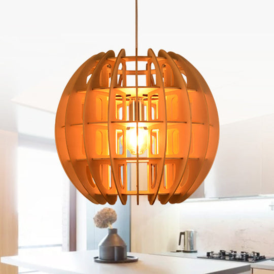 Sleek Modern Wooden Hanging Light Fixture: Stylish 1-Light Drop In Natural Wood For Kitchen