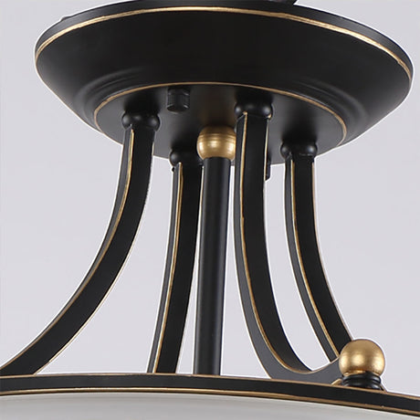 Vintage Black And White Glass Semi-Flush Light Fixture For Corridor