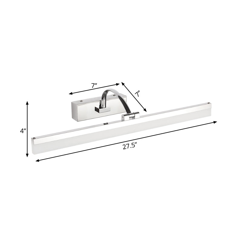 Contemporary Led Vanity Light Slim Acrylic Design Chrome Finish Wall Mounted Bathroom Lamp (16/19.5
