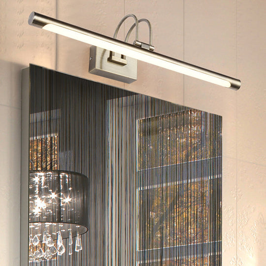 Modern Metallic Arc Led Vanity Light Fixture With Acrylic Shade - 16.5/20.5 W Nickel Finish