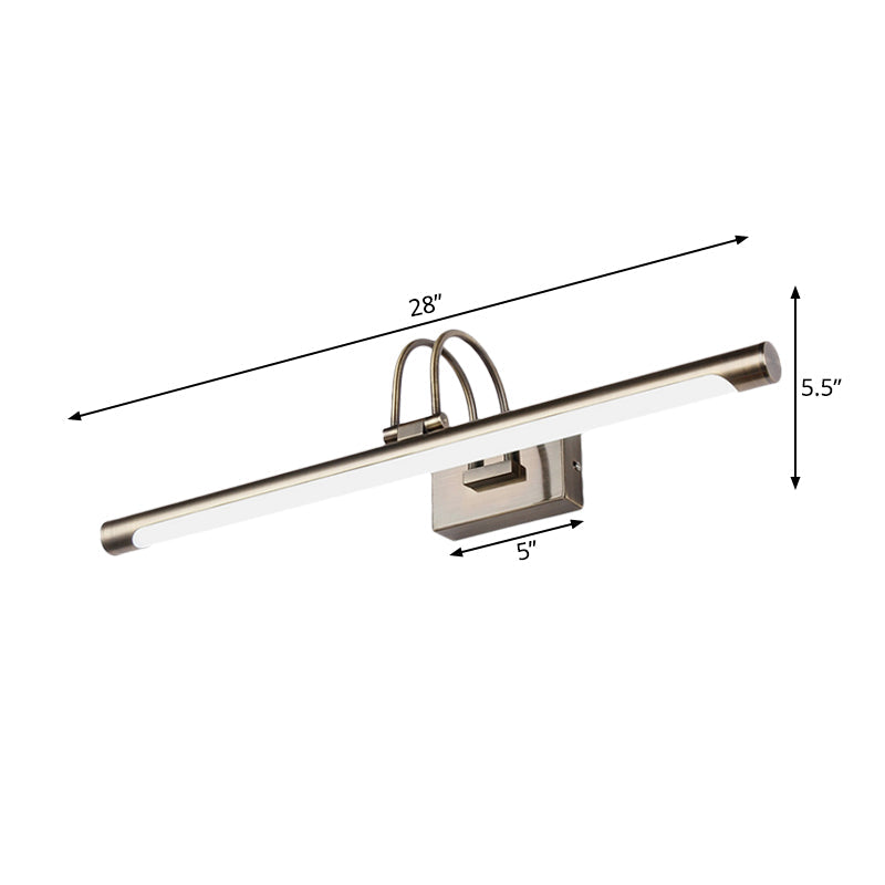 Modern Metallic Arc Led Vanity Light Fixture With Acrylic Shade - 16.5/20.5 W Nickel Finish