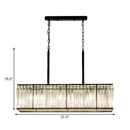 Clear Crystal Island Pendant Light With 5 Bulbs For Modern Dining Rooms