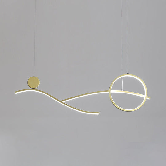 Simplicity Metallic Led Hanging Chandelier - Circle And Branch Down Lighting In Warm/White Light