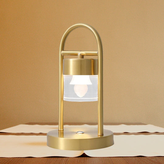 Nusakan - Simplicity Clear Glass Led Desk Light With U-Shaped Metal Frame Gold