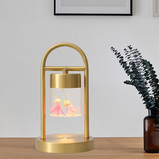 Nusakan - Simplicity Clear Glass Led Desk Light With U-Shaped Metal Frame Gold