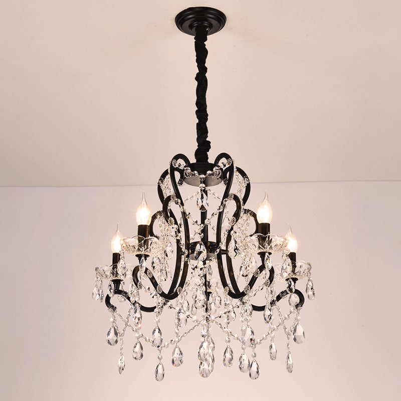 Modern Black Bedroom Chandelier - 4/5 Light Crystal Stands Swag Hanging Ceiling Fixture 5 /