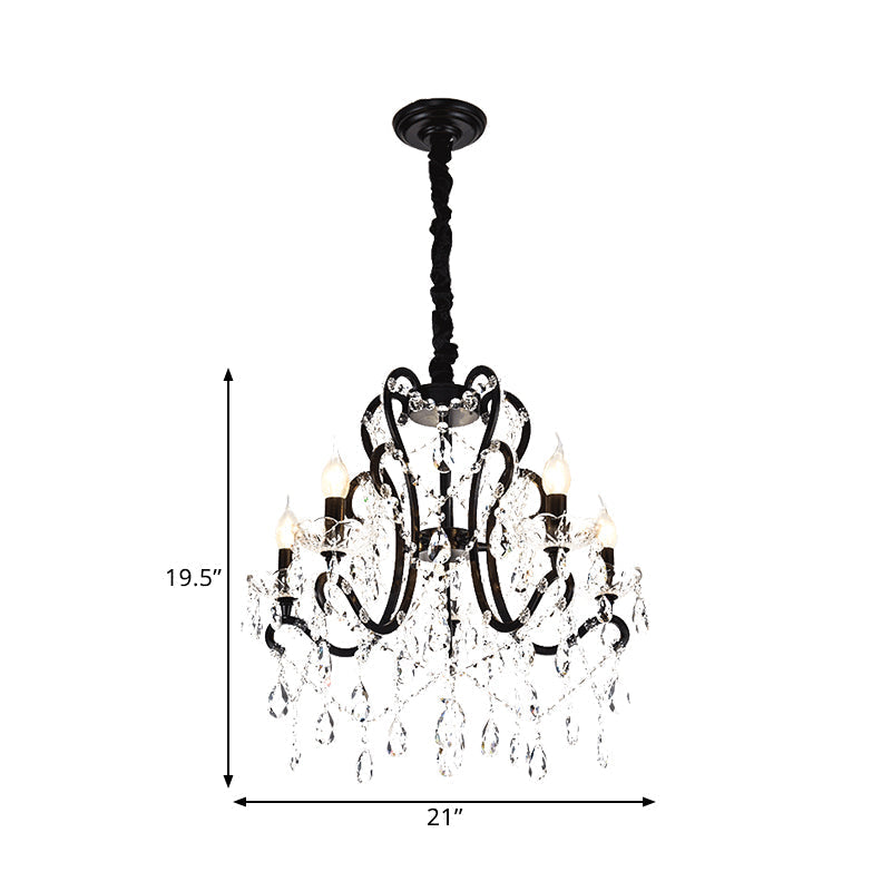 Modern Black Bedroom Chandelier - 4/5 Light Crystal Stands Swag Hanging Ceiling Fixture