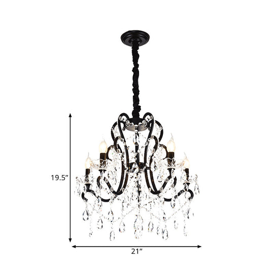 Modern Black Bedroom Chandelier - 4/5 Light Crystal Stands Swag Hanging Ceiling Fixture