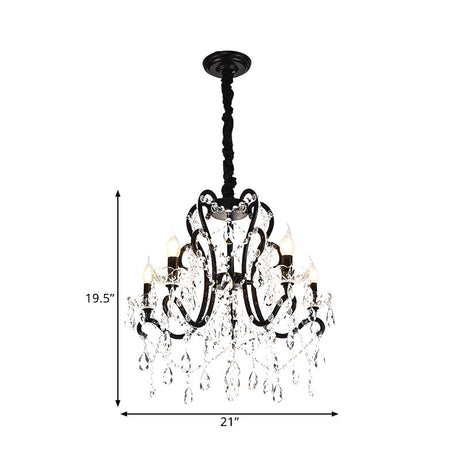 Modern Black Bedroom Chandelier - 4/5 Lights Crystal Stands Swag Hanging Ceiling Fixture