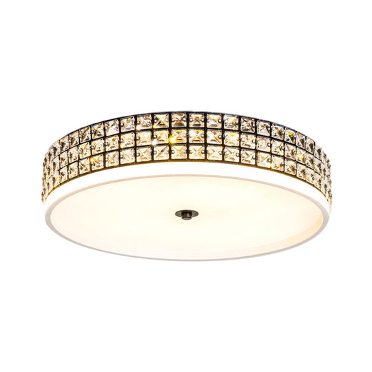 Modern White Crystal Led Round Flushmount Ceiling Light - 16’/19.5’ Wide