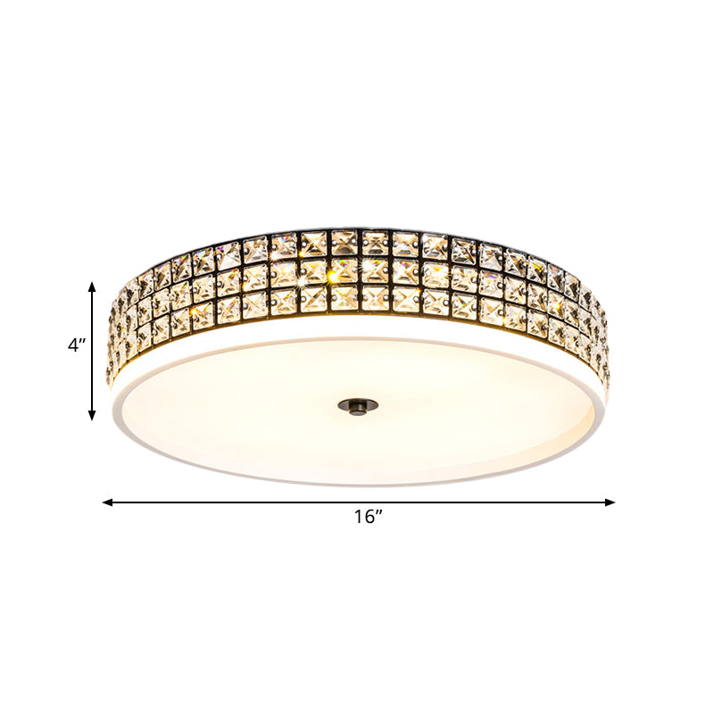 Modern White Crystal Led Round Flushmount Ceiling Light - 16’/19.5’ Wide