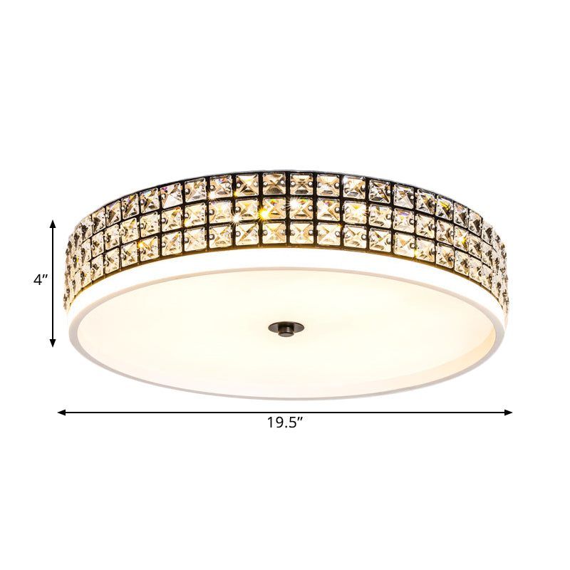 Modern White Crystal Led Round Flushmount Ceiling Light - 16’/19.5’ Wide
