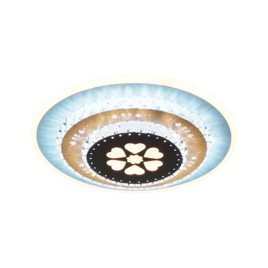 Led Flush Mount Ceiling Light - Crystal White Gardenia/Loving Heart/Windmill Design For Bedroom