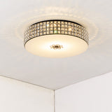 16/19.5 Clear Crystal Led Drum Flush Mount Lamp - Contemporary Ceiling Light For Bedroom / 16