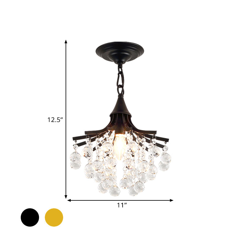 Classic Crystal Ball Pendant Light - Black/Gold Suspended Lamp Kit