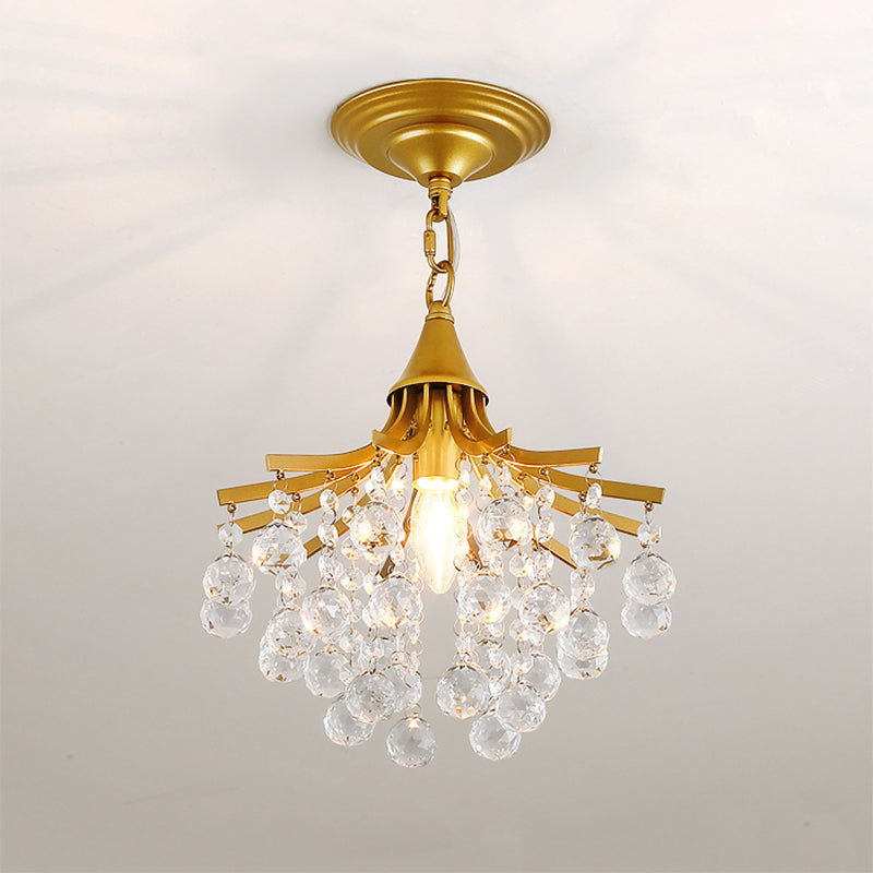 Classic Crystal Ball Pendant Light - Black/Gold Suspended Lamp Kit